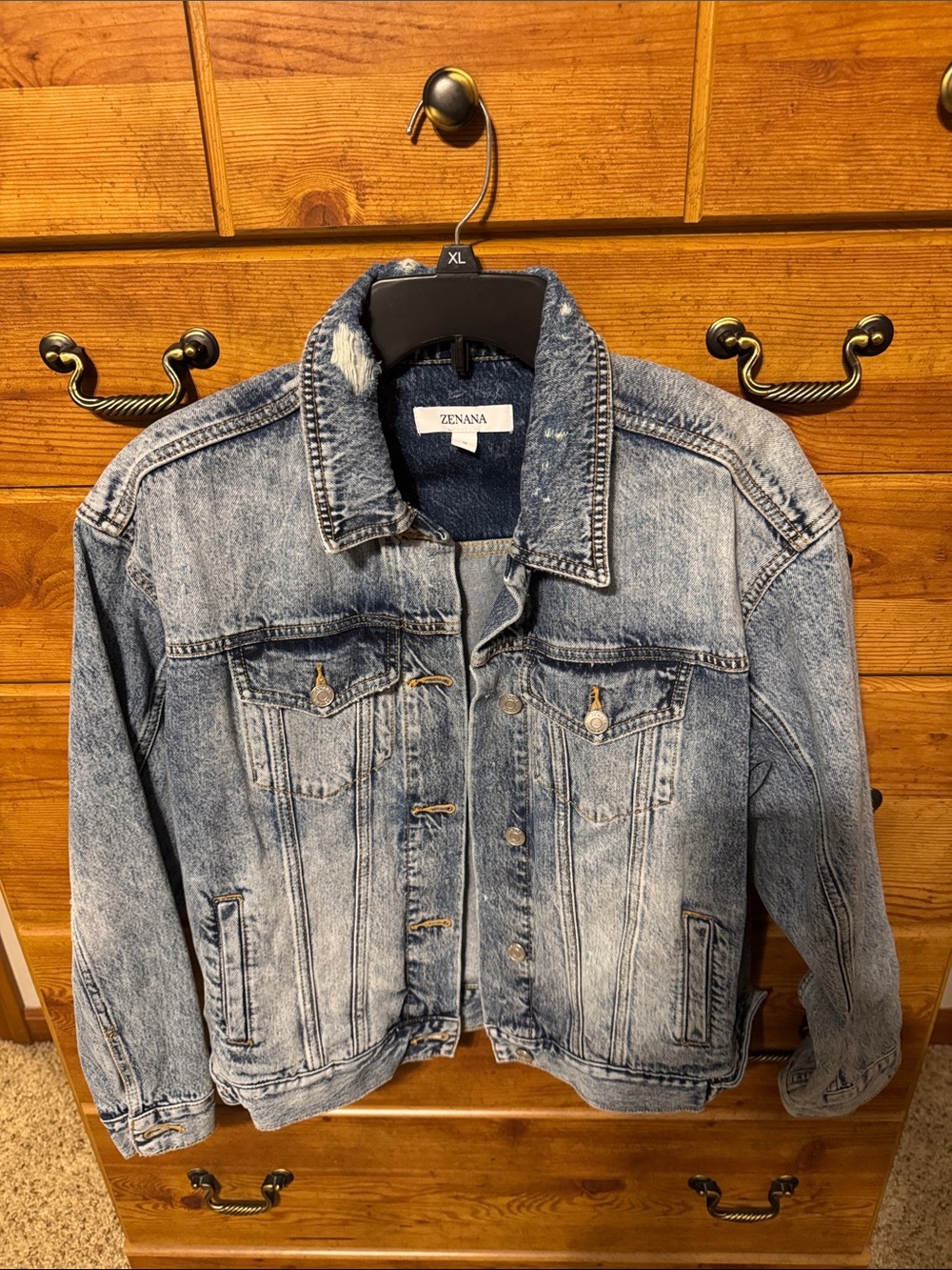 Zenana Outfitters Acid Wash Denim Jacket in Light Blue